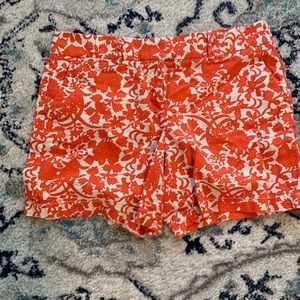 LOFT Orange and White Floral Print Bermuda Shorts